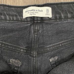 Abercrombie “The Cutoff Short High Rise” denim shorts. Black wash. Size 31/12.